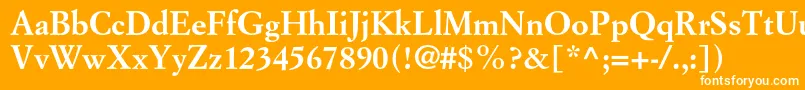 SimoncinigaramondstdBold-Schriftart – Weiße Schriften auf orangefarbenem Hintergrund