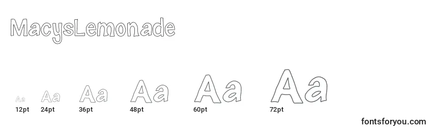 MacysLemonade Font Sizes