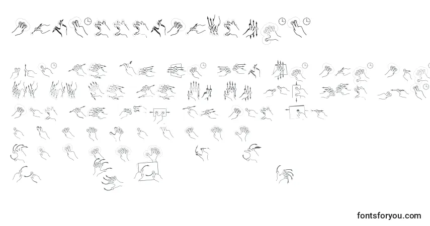 A fonte GestureGlyphs (109480) – alfabeto, números, caracteres especiais