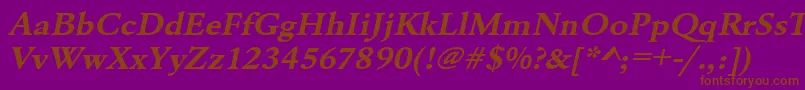 UrwgaramondtextwidBoldOblique-Schriftart – Braune Schriften auf violettem Hintergrund