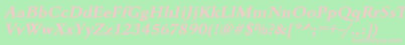 Шрифт UrwgaramondtextwidBoldOblique – розовые шрифты на зелёном фоне