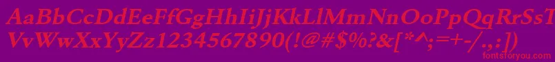 UrwgaramondtextwidBoldOblique-Schriftart – Rote Schriften auf violettem Hintergrund