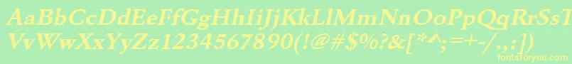 Шрифт UrwgaramondtextwidBoldOblique – жёлтые шрифты на зелёном фоне