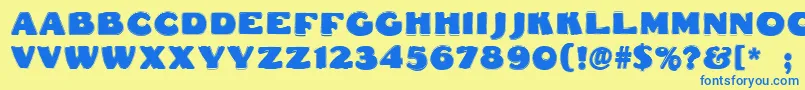 Dsfattycontour Font – Blue Fonts on Yellow Background