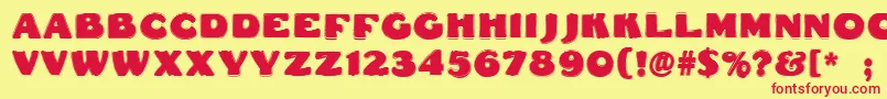 Dsfattycontour Font – Red Fonts on Yellow Background