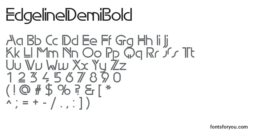 A fonte EdgelineDemiBold – alfabeto, números, caracteres especiais