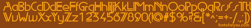 EdgelineDemiBold-Schriftart – Orangefarbene Schriften auf braunem Hintergrund