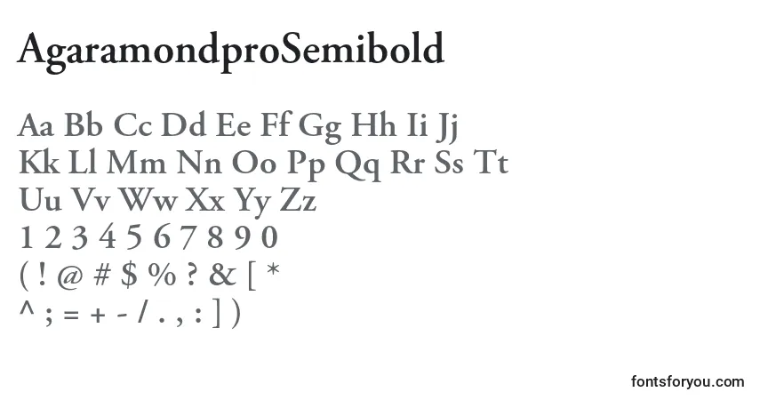 Шрифт AgaramondproSemibold – алфавит, цифры, специальные символы