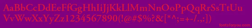 AgaramondproSemibold-Schriftart – Rote Schriften auf violettem Hintergrund