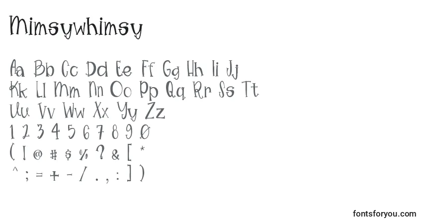Schriftart Mimsywhimsy – Alphabet, Zahlen, spezielle Symbole
