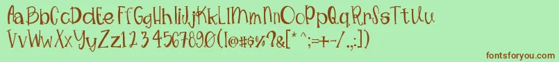 Mimsywhimsy-Schriftart – Braune Schriften auf grünem Hintergrund