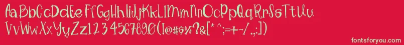 Mimsywhimsy Font – Green Fonts on Red Background