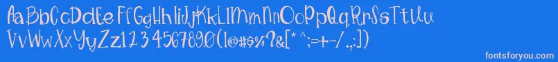 フォントMimsywhimsy – ピンクの文字、青い背景