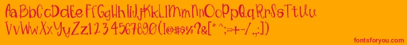 Mimsywhimsy-Schriftart – Rote Schriften auf orangefarbenem Hintergrund