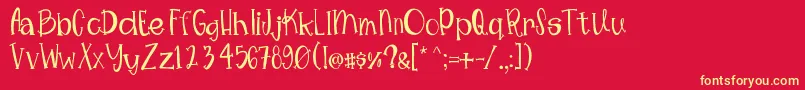 Fonte Mimsywhimsy – fontes amarelas em um fundo vermelho