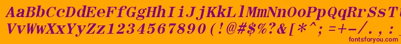 RomanfixedwidthBoldItalic-Schriftart – Violette Schriften auf orangefarbenem Hintergrund