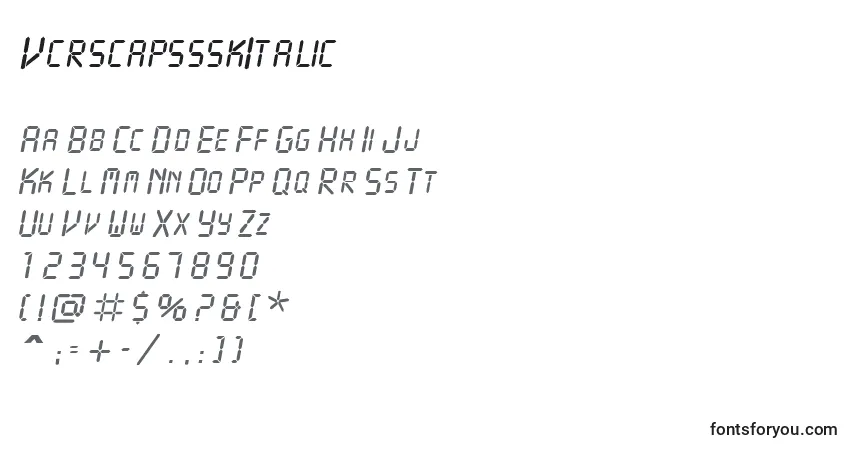 A fonte VcrscapssskItalic – alfabeto, números, caracteres especiais
