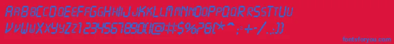 VcrscapssskItalic Font – Blue Fonts on Red Background