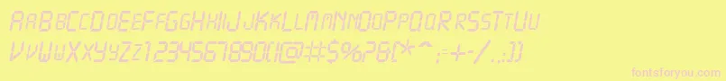 VcrscapssskItalic Font – Pink Fonts on Yellow Background