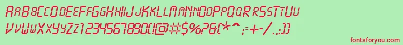 VcrscapssskItalic Font – Red Fonts on Green Background