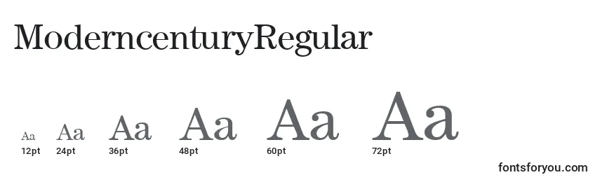 Размеры шрифта ModerncenturyRegular