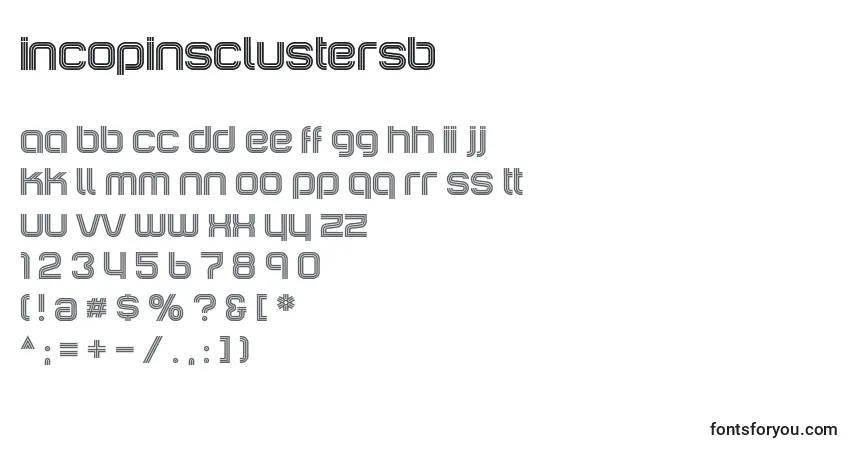 A fonte IncopinsClustersB – alfabeto, números, caracteres especiais