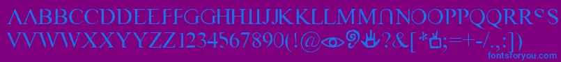 VastNaked-fontti – siniset fontit violetilla taustalla