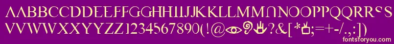 Fonte VastNaked – fontes amarelas em um fundo roxo