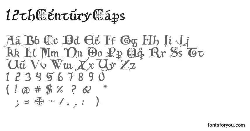 A fonte 12thCenturyCaps – alfabeto, números, caracteres especiais