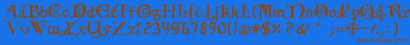 12thCenturyCaps Font – Brown Fonts on Blue Background