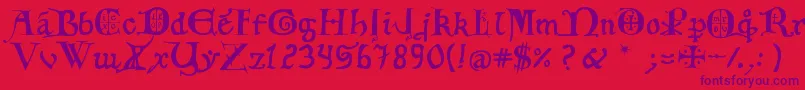 12thCenturyCaps Font – Purple Fonts on Red Background