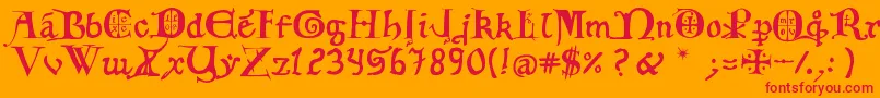 12thCenturyCaps Font – Red Fonts on Orange Background