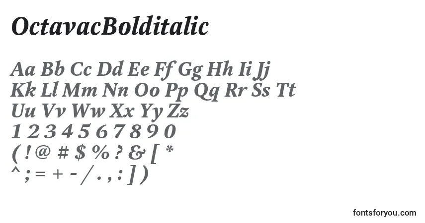Шрифт OctavacBolditalic – алфавит, цифры, специальные символы