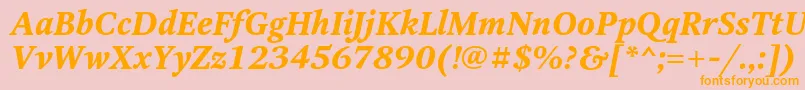 フォントOctavacBolditalic – オレンジの文字がピンクの背景にあります。