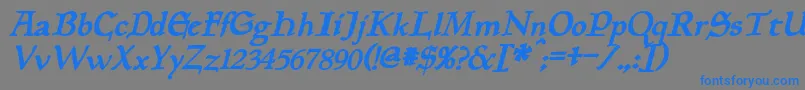 PlanewalkerBoldItalic-Schriftart – Blaue Schriften auf grauem Hintergrund