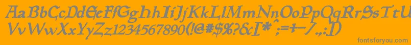 PlanewalkerBoldItalic-Schriftart – Graue Schriften auf orangefarbenem Hintergrund