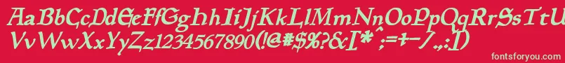 PlanewalkerBoldItalic Font – Green Fonts on Red Background