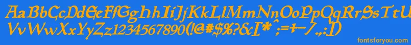 PlanewalkerBoldItalic Font – Orange Fonts on Blue Background