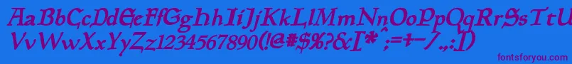 PlanewalkerBoldItalic Font – Purple Fonts on Blue Background