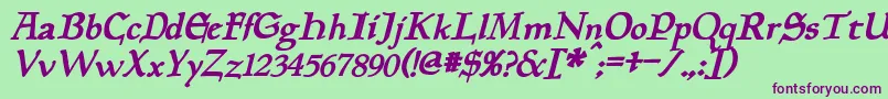 PlanewalkerBoldItalic Font – Purple Fonts on Green Background