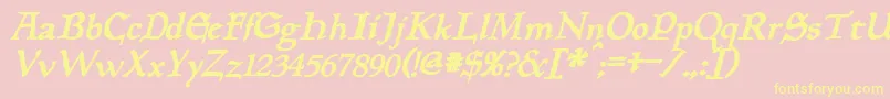 PlanewalkerBoldItalic-Schriftart – Gelbe Schriften auf rosa Hintergrund