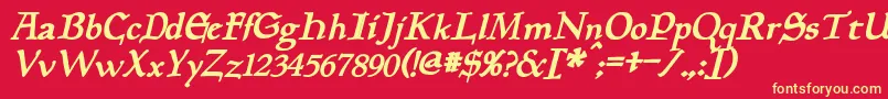 PlanewalkerBoldItalic Font – Yellow Fonts on Red Background