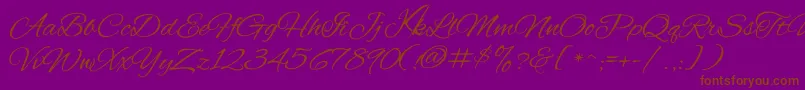 KavayConfident-Schriftart – Braune Schriften auf violettem Hintergrund