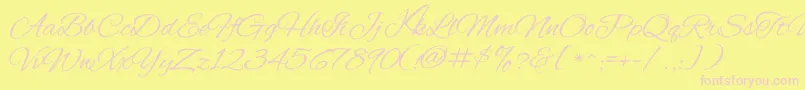 KavayConfident-fontti – vaaleanpunaiset fontit keltaisella taustalla
