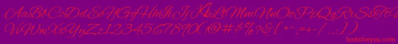 KavayConfident-Schriftart – Rote Schriften auf violettem Hintergrund