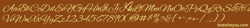 KavayConfident-fontti – keltaiset fontit ruskealla taustalla