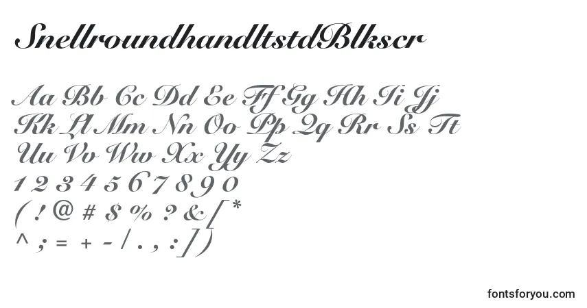 A fonte SnellroundhandltstdBlkscr – alfabeto, números, caracteres especiais
