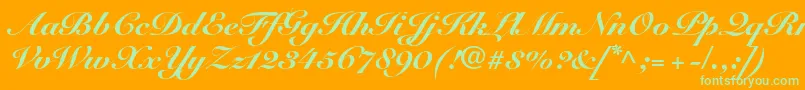 SnellroundhandltstdBlkscr Font – Green Fonts on Orange Background