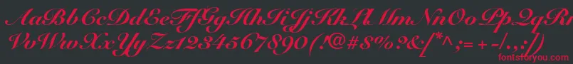 SnellroundhandltstdBlkscr Font – Red Fonts on Black Background