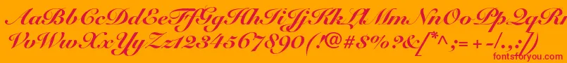 SnellroundhandltstdBlkscr Font – Red Fonts on Orange Background